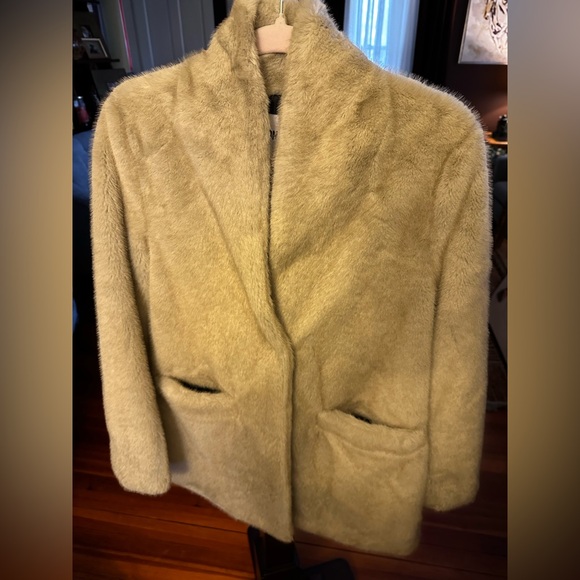 Jason Wu Collection Faux Fur Teddy Coat Ivory Wheat Stand Collar Sz M $425 - Picture 7 of 12